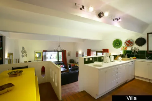 Villa - galleried kitchen and living area