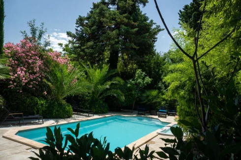 Heated pool with plunge pool