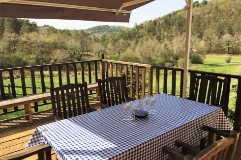 Cottage terrace/balcony and view overlooking valley