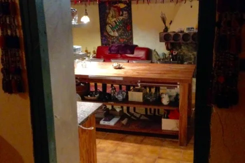 Looking down into main kitchen from hallway