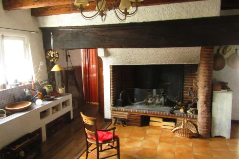 Dining room with fireplace