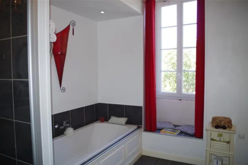 Parent Suite Bathroom with oversized tub, walk-in shower, dual sinks, private toilet, floor heating