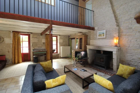 Living room with wood-burning stove