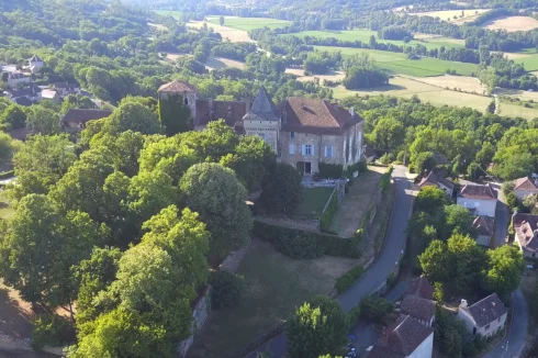 The Château with the Village of Béduer and the Célé Valley Below