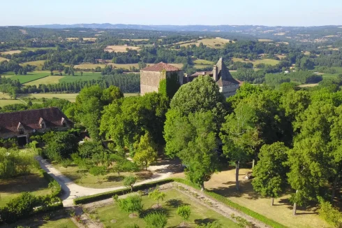 Aerial View of the Gardens, The Château and La Grange