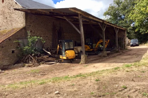 Large hangar at the rear