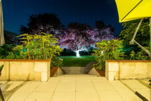 Farmhouse terrace view to gardens