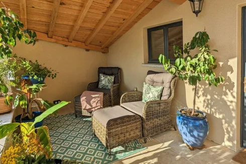 Terrace covered seating area