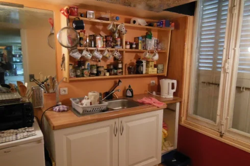 Galley Kitchen now re-painted in cream