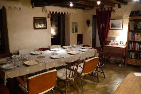 Dining room prepared for guests