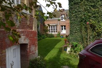 Looking north toward stable cellar on left