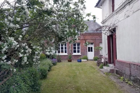 View towards stable with kitchen door on right