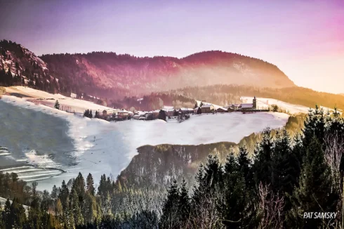 sunny day in winter with a view on Les Bouchoux