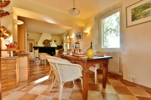 Living room with chimney