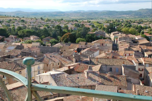 The Languedoc landscape from the church tower of Caux looking North