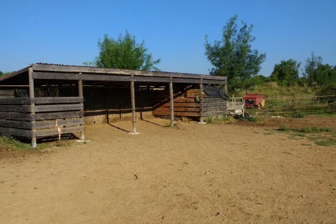 The shelter for horses and storage facility for hay.