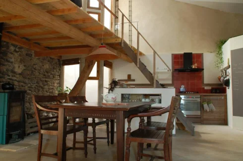 Dining room with wood stove if prefered over electricity heating