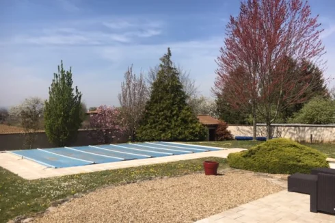 the back garden - waiting for the pool to open!