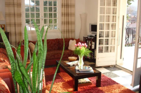 Living room with french doors to terrace