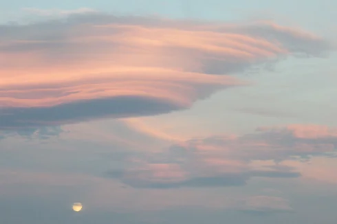 Moonrise with clouds, from lower vineyard