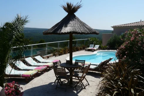 Swimming pool with view of coast