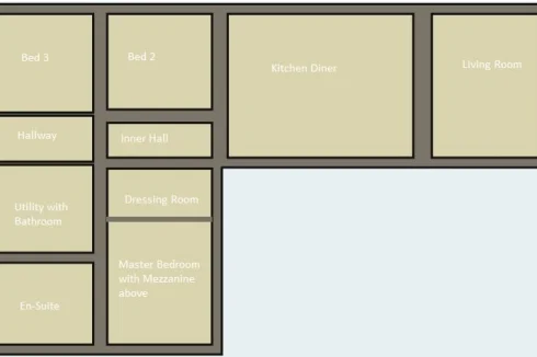 Floor plan showing layout, not to scale