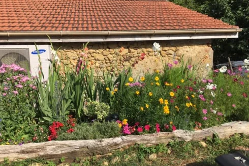 Flower bed along the front of the house