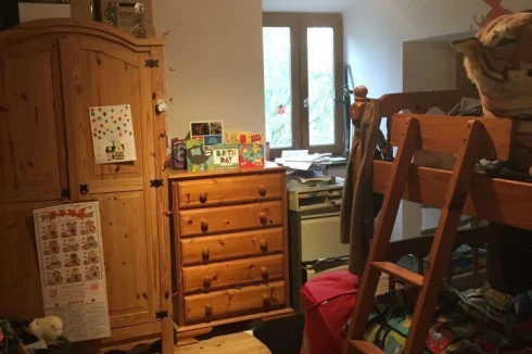 Bedroom 2, with original beams and lovely solid wood floor