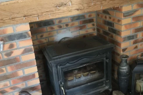 The burning stove is only 2 years old and barely used